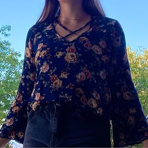 Panhandle Cropped Flowy Top